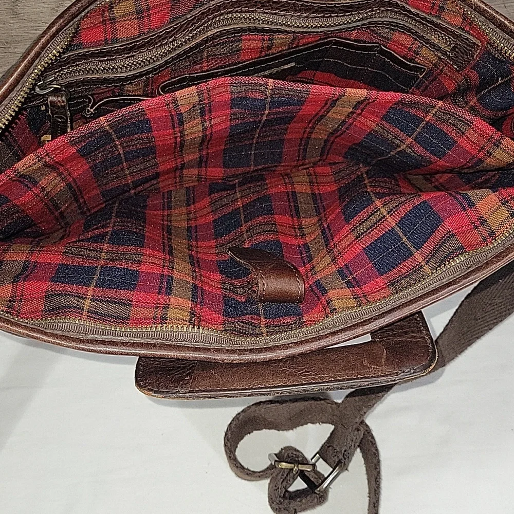 Will Leather Goods Black Brown Canvas Leather Briefcase Messenger Bag Tote